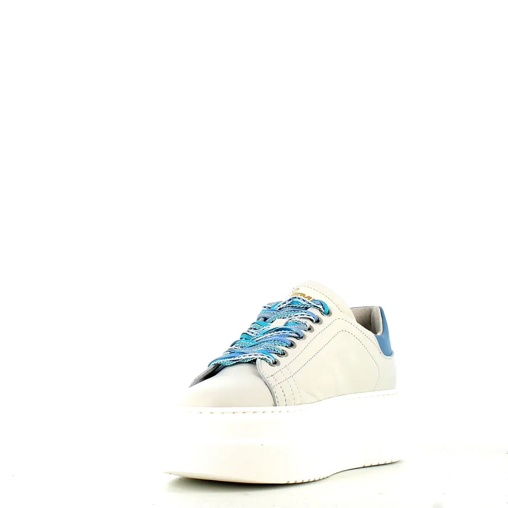 Méliné Leather Trainer White/Grey/Blue
