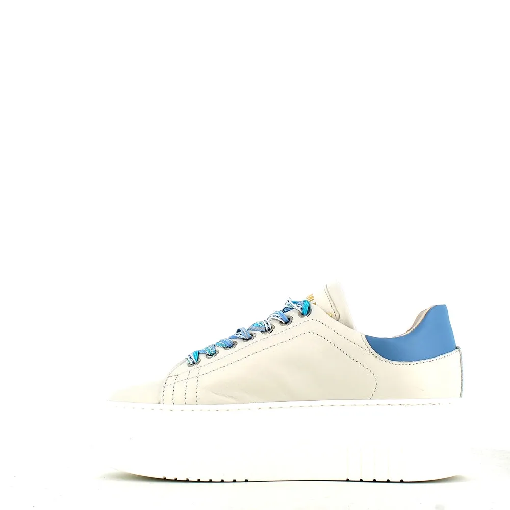 Méliné Leather Trainer White/Grey/Blue