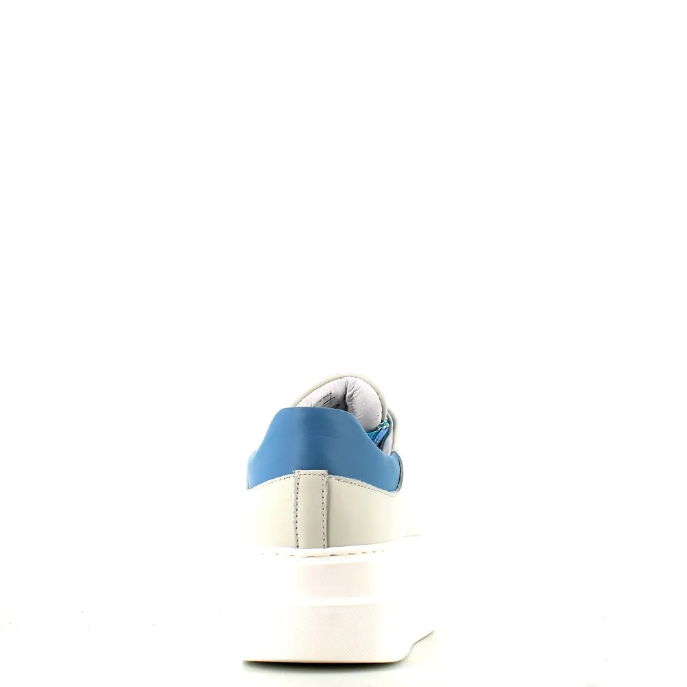 Méliné Leather Trainer White/Grey/Blue