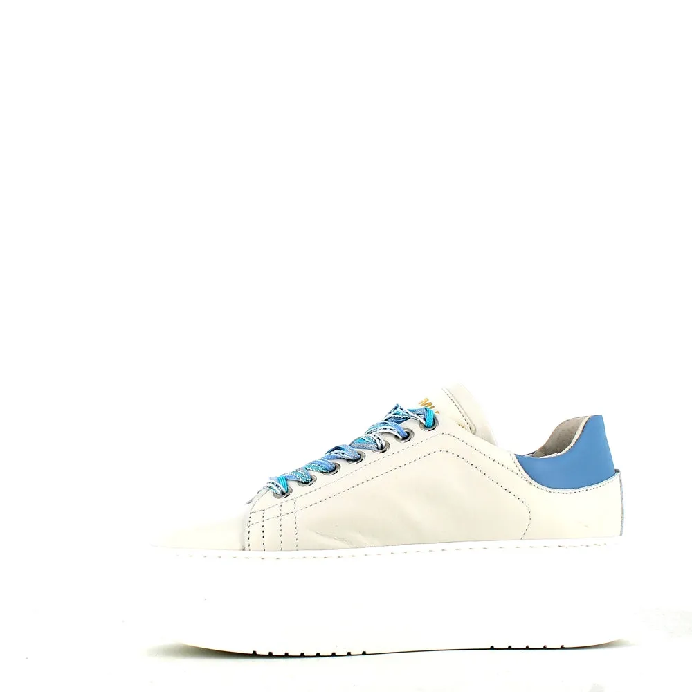 Méliné Leather Trainer White/Grey/Blue