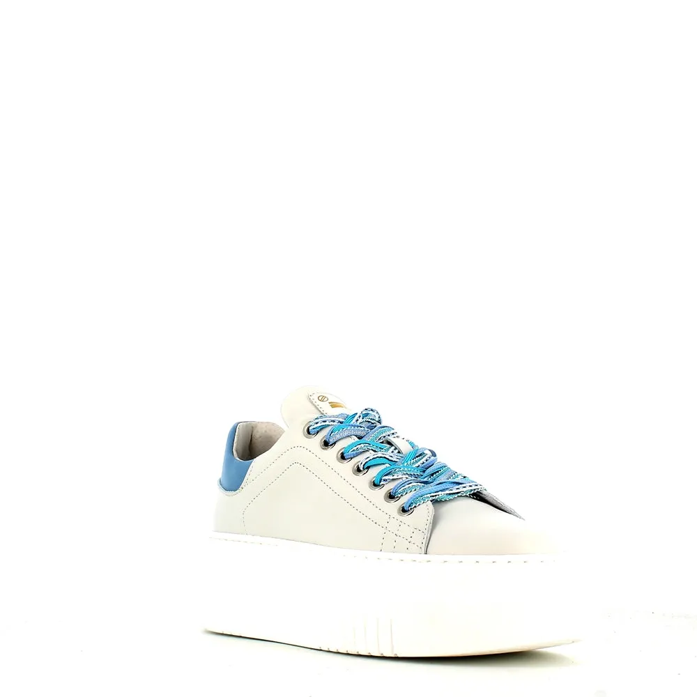 Méliné Leather Trainer White/Grey/Blue