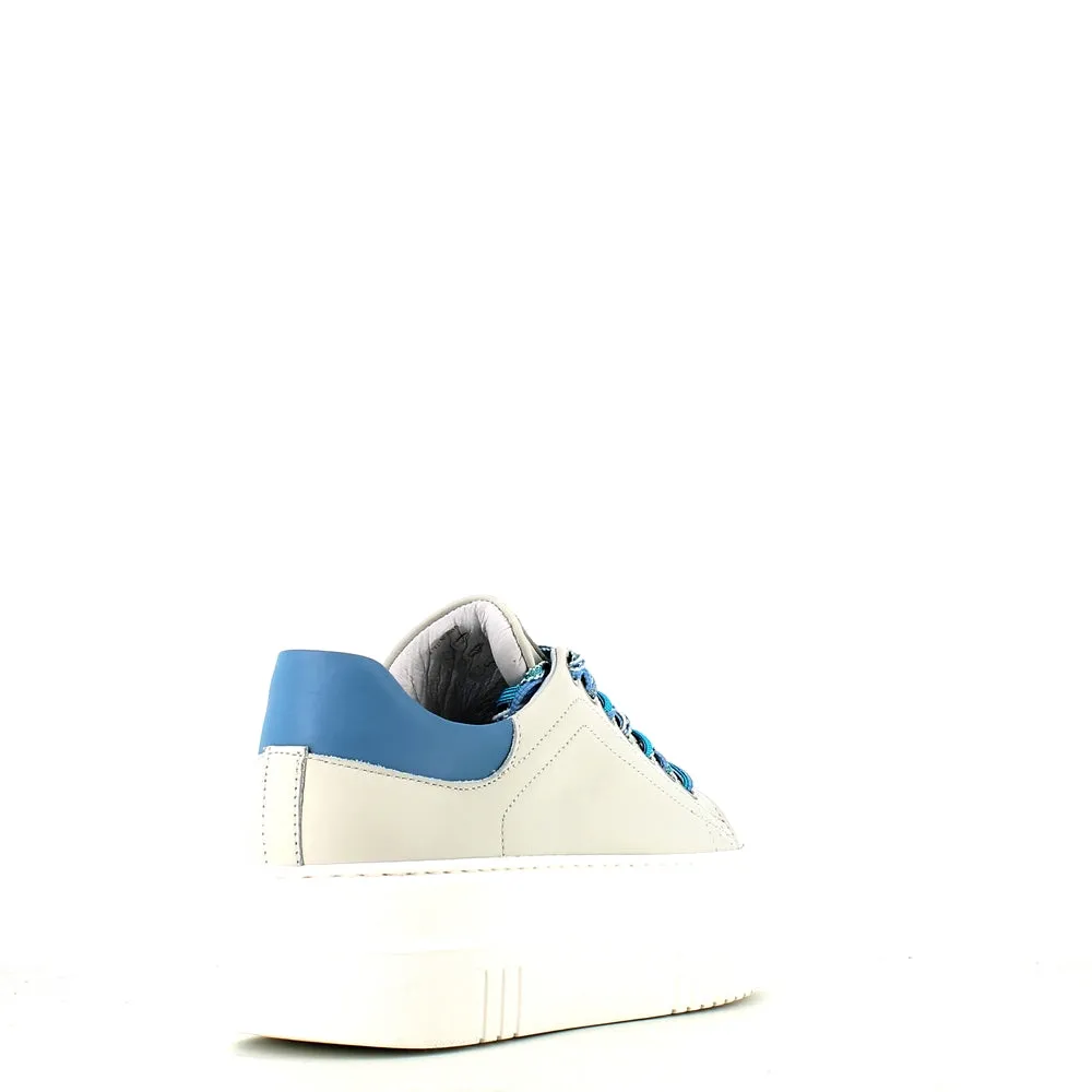 Méliné Leather Trainer White/Grey/Blue