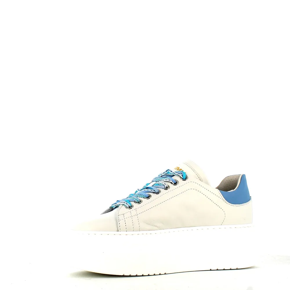 Méliné Leather Trainer White/Grey/Blue