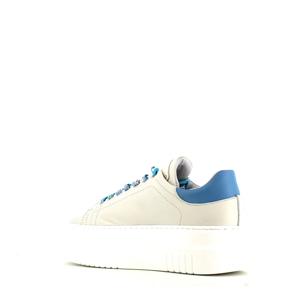 Méliné Leather Trainer White/Grey/Blue