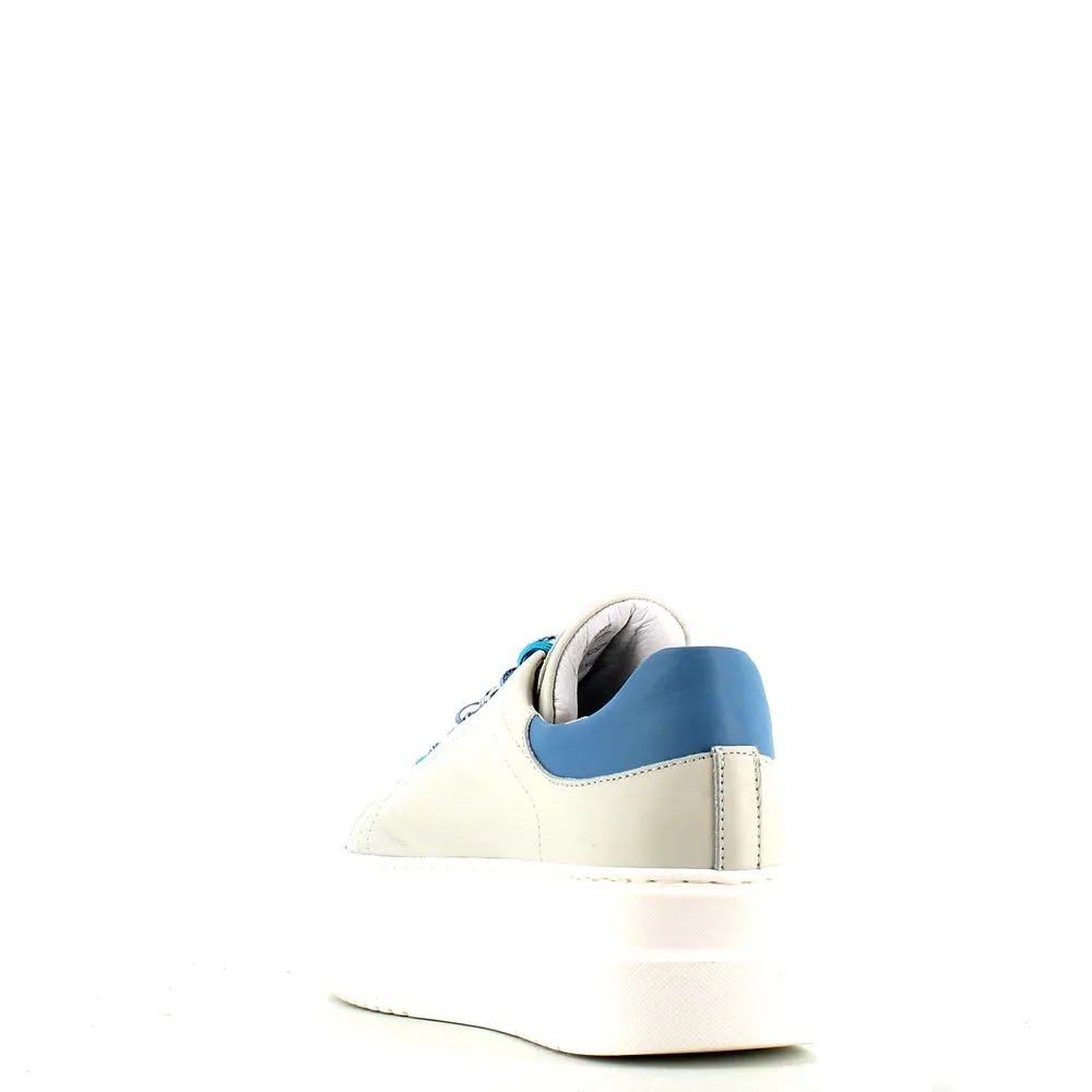 Méliné Leather Trainer White/Grey/Blue