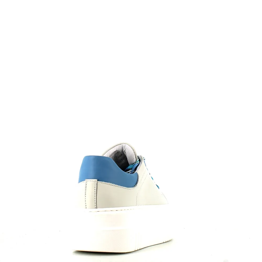 Méliné Leather Trainer White/Grey/Blue