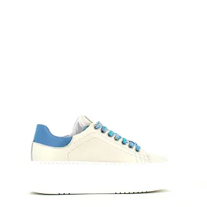 Méliné Leather Trainer White/Grey/Blue