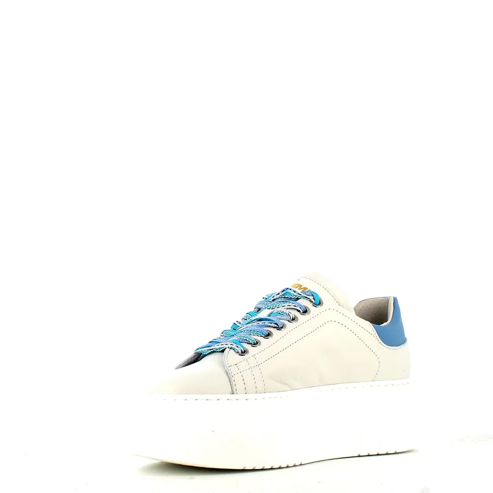 Méliné Leather Trainer White/Grey/Blue