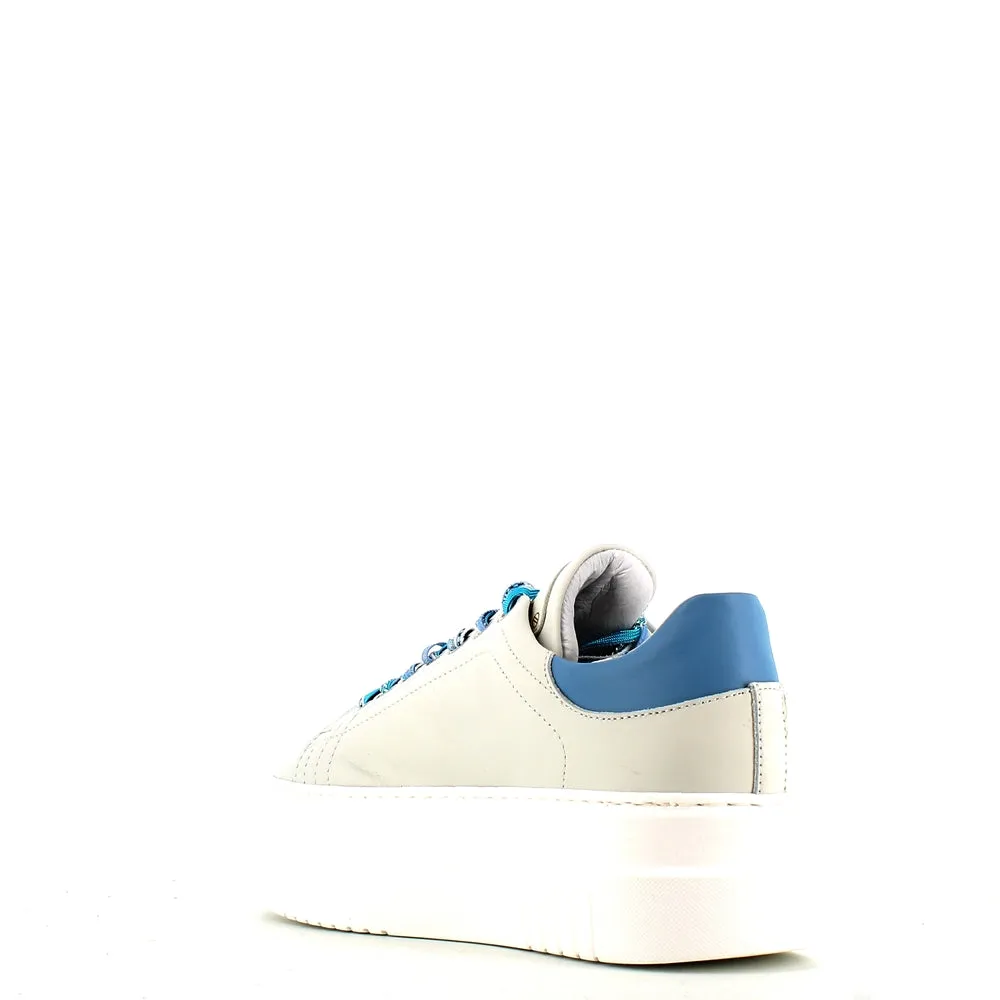Méliné Leather Trainer White/Grey/Blue