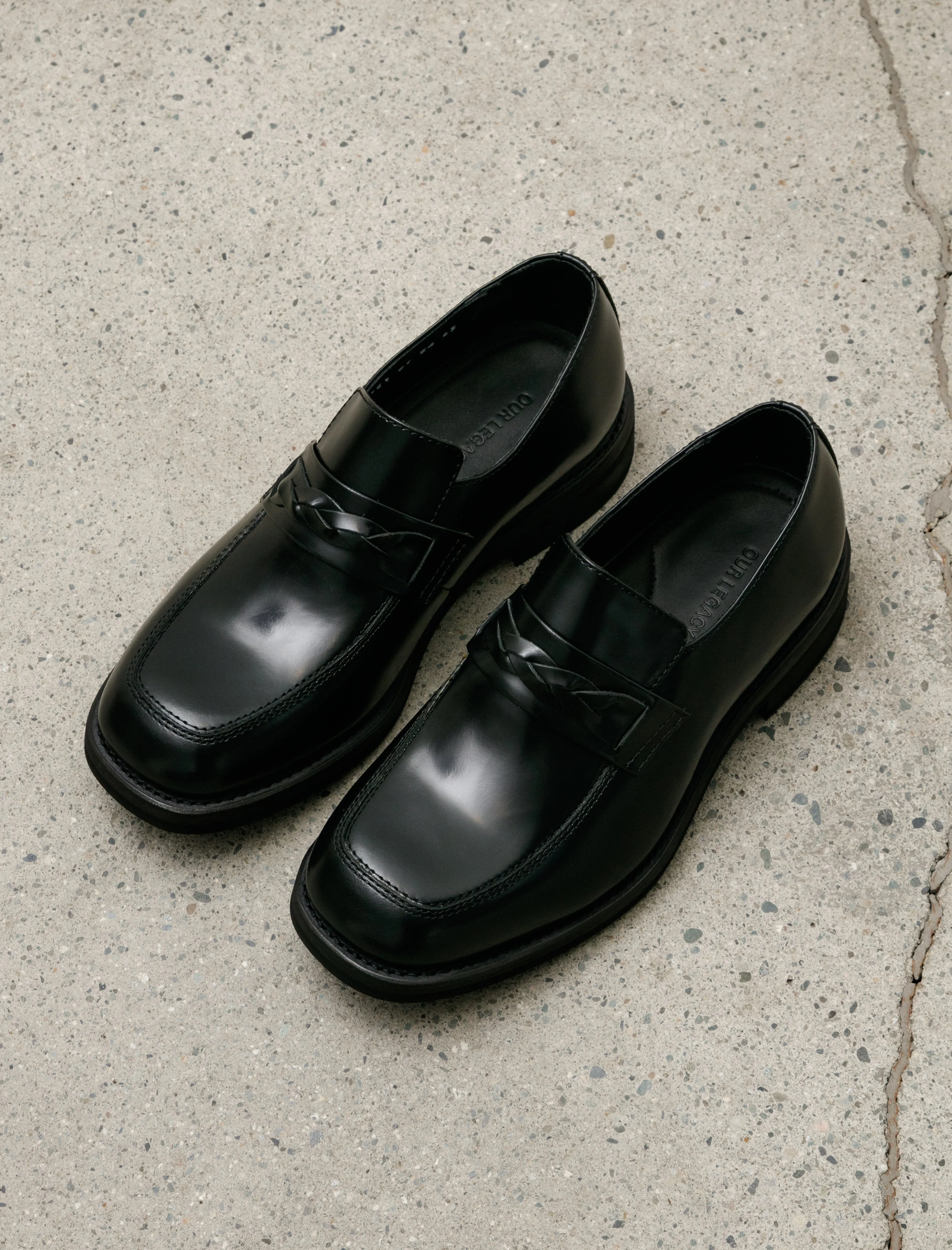 Nakano Shoe Glazed Black Leather M
