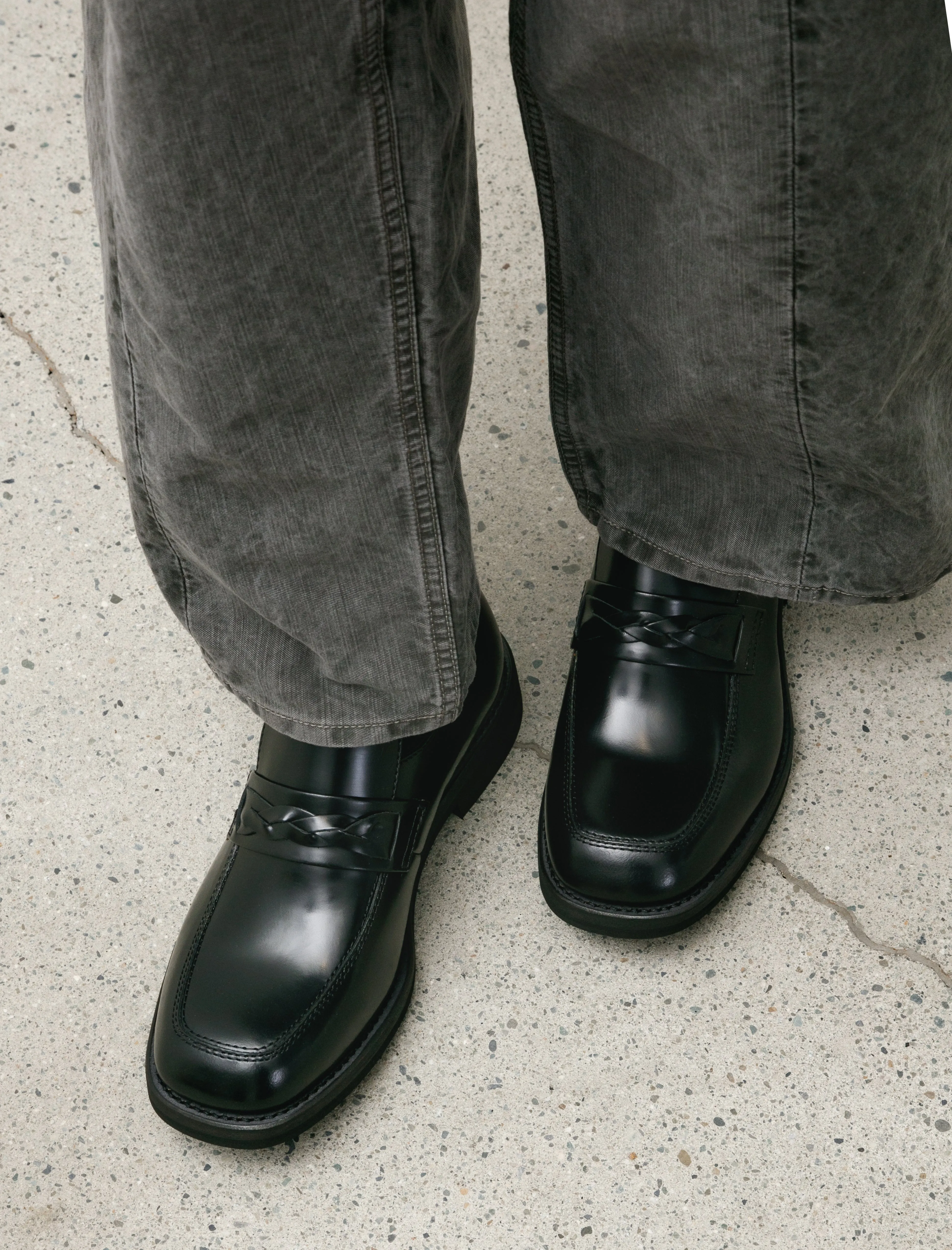 Nakano Shoe Glazed Black Leather M
