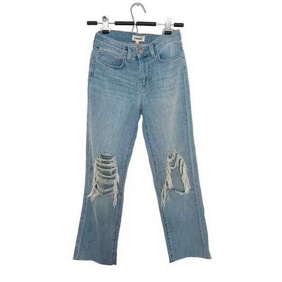 NWT L'AGENCE Straight Leg Relaxed Fit Distressed Jeans Light Wash Size 25