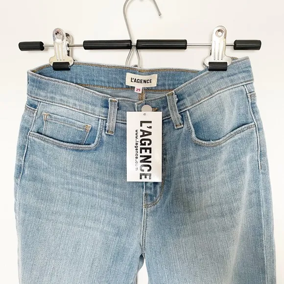 NWT L'AGENCE Straight Leg Relaxed Fit Distressed Jeans Light Wash Size 25