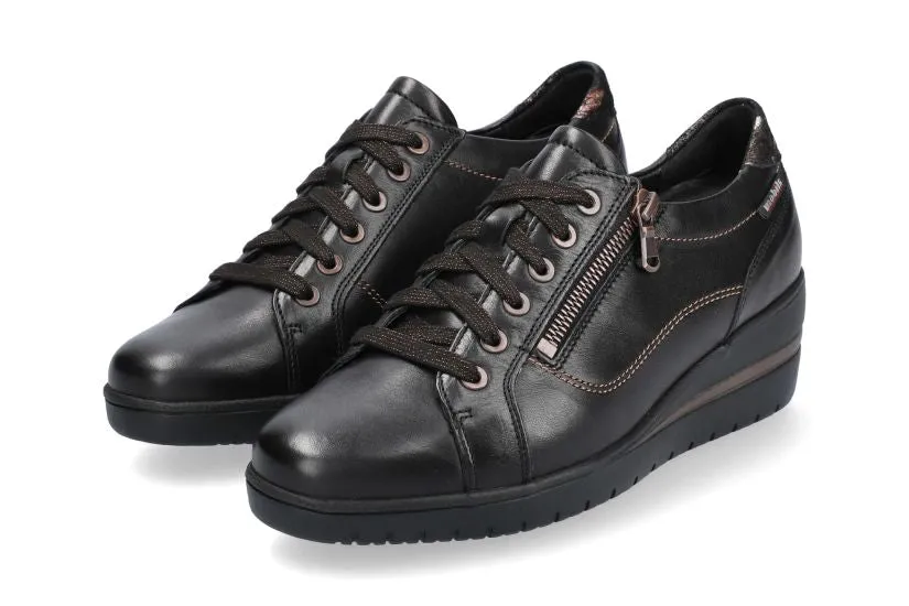 'Patsy' women's ergonomic wide fit (H) lace-zip sneaker - Black