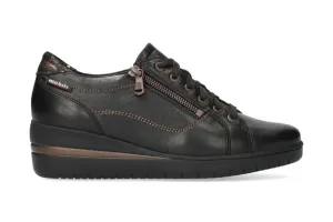 'Patsy' women's ergonomic wide fit (H) lace-zip sneaker - Black