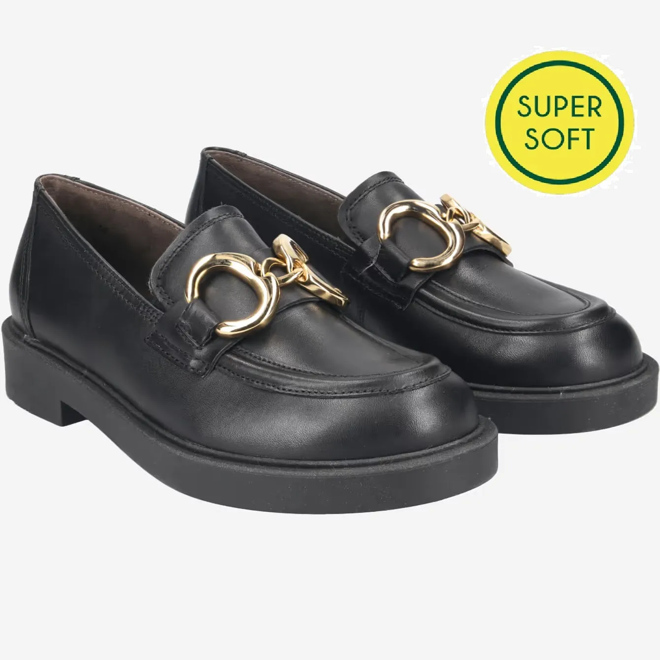 PAUL GREEN 1008 Chunky Loafer-BLACK LEATHER