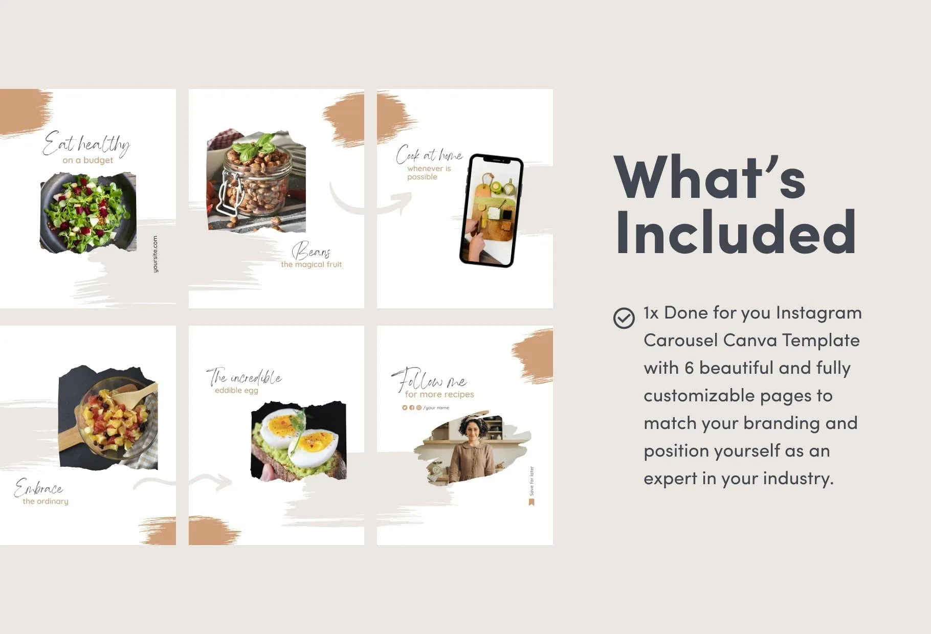Penelope Food and Nutrition 6-Page Carousel Canva Template
