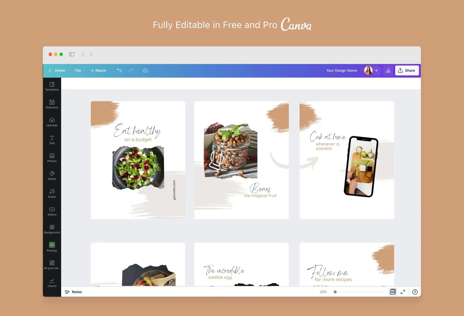 Penelope Food and Nutrition 6-Page Carousel Canva Template