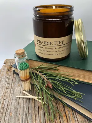 Prairie Fire Soy Wax Candle | 9 oz Amber Apothecary Jar