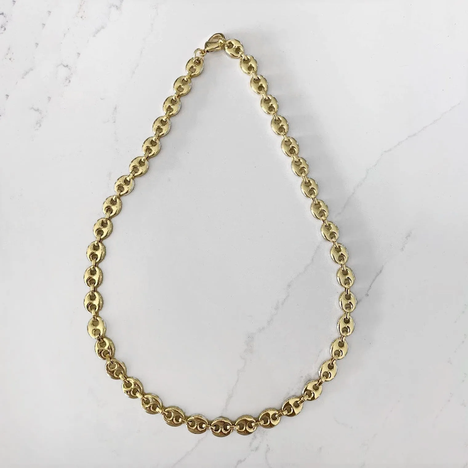 Puffed Mariner Silver Chain Bold Link Necklace