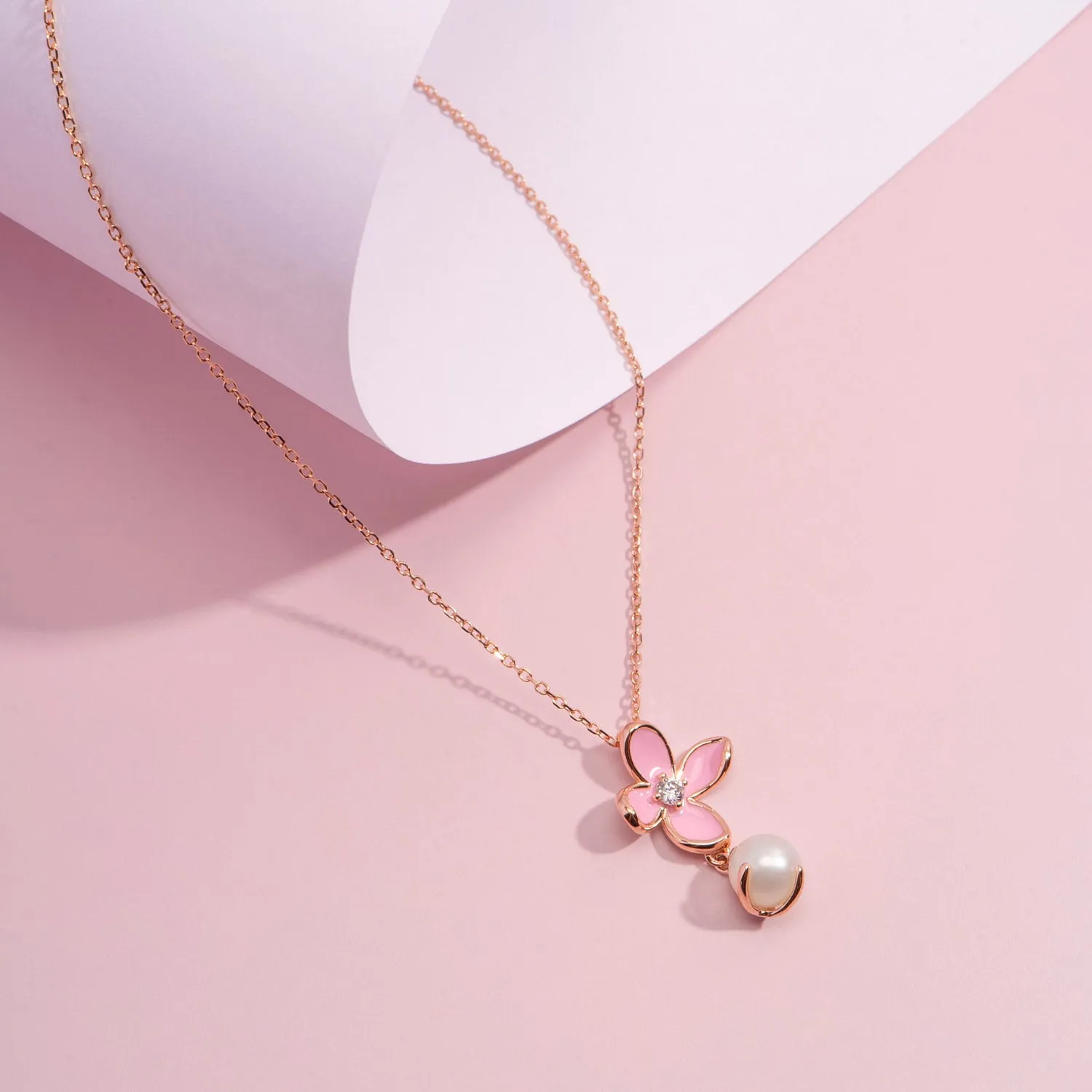 RADIANT ORCHID ROSE GOLD ENAMEL PENDANT