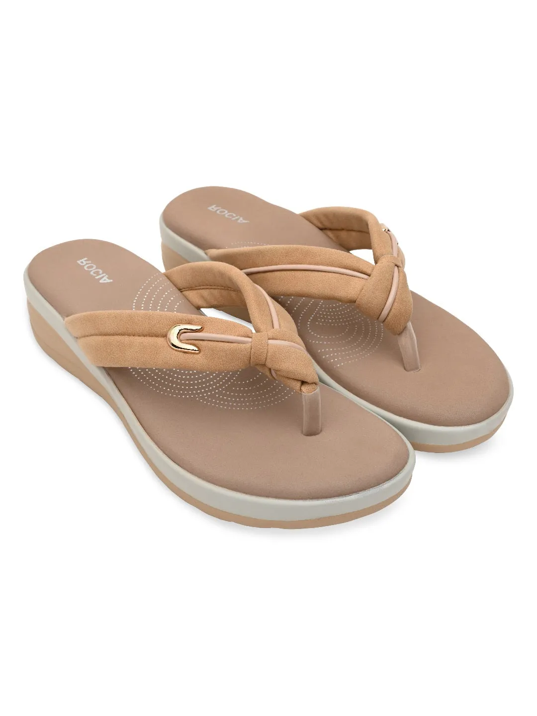 Rocia By Regal Beige Women Comfort Knotted Thongs
