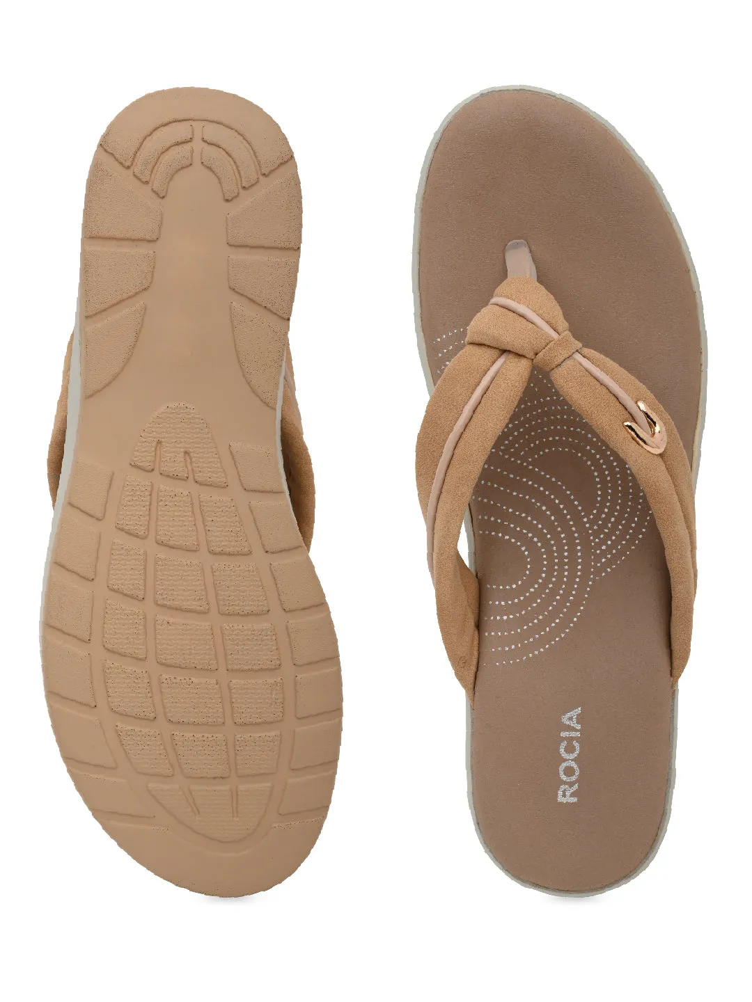 Rocia By Regal Beige Women Comfort Knotted Thongs