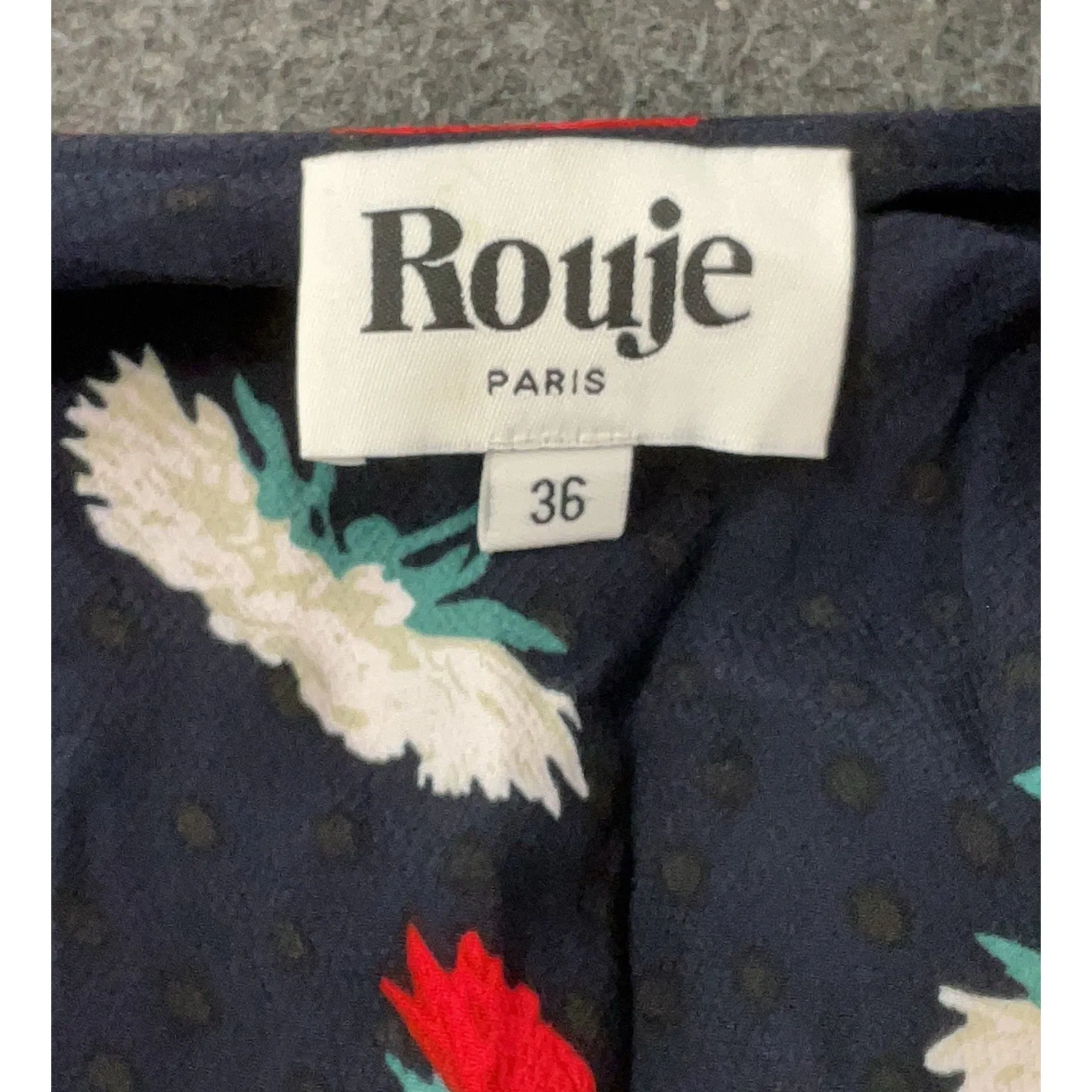 Rouje Women's Rosalie Dress – Black Red White Floral Wrap Midi (Size 36 / US 4)