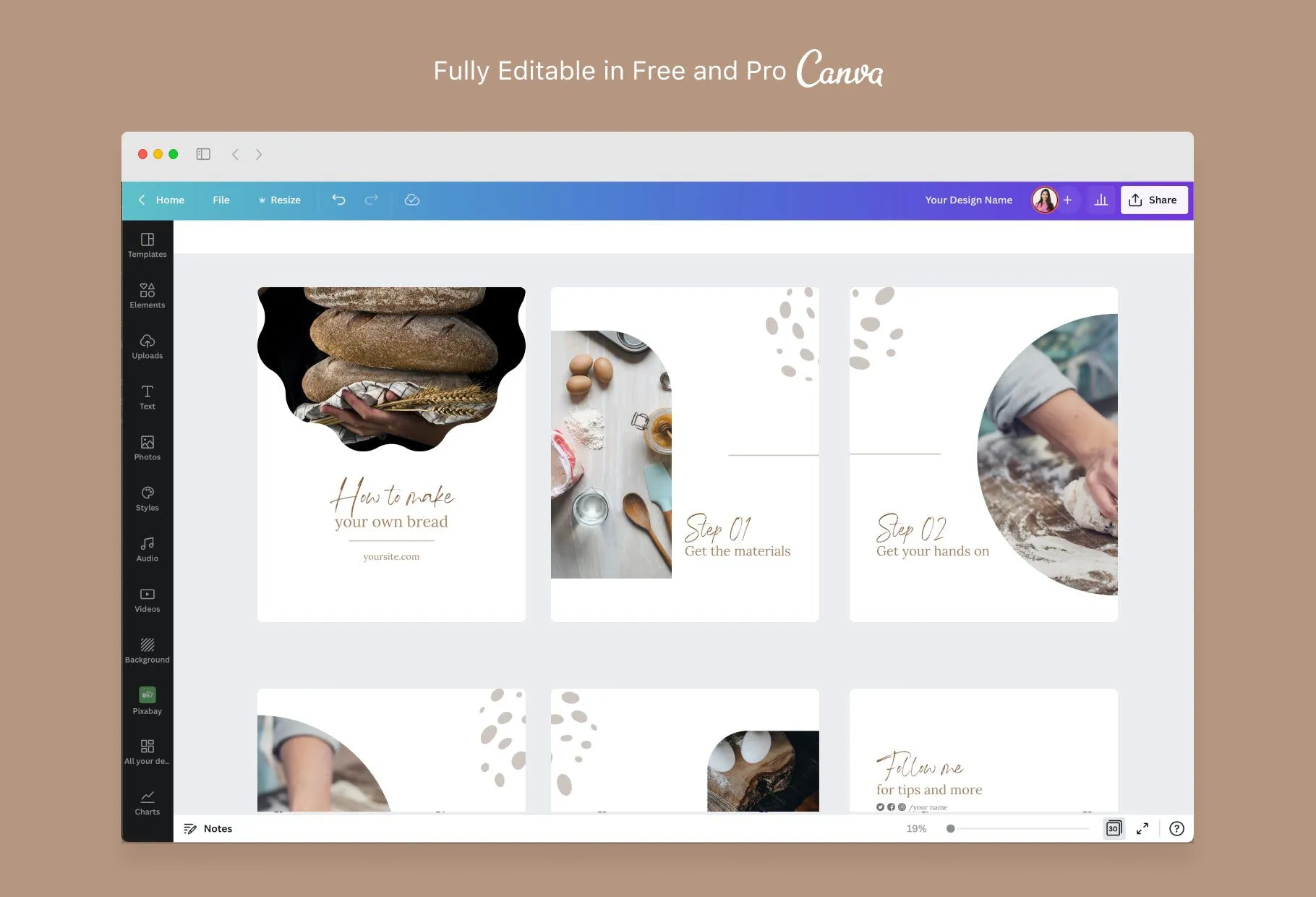 Scarlett Food and Nutrition 6-Page Carousel Canva Template