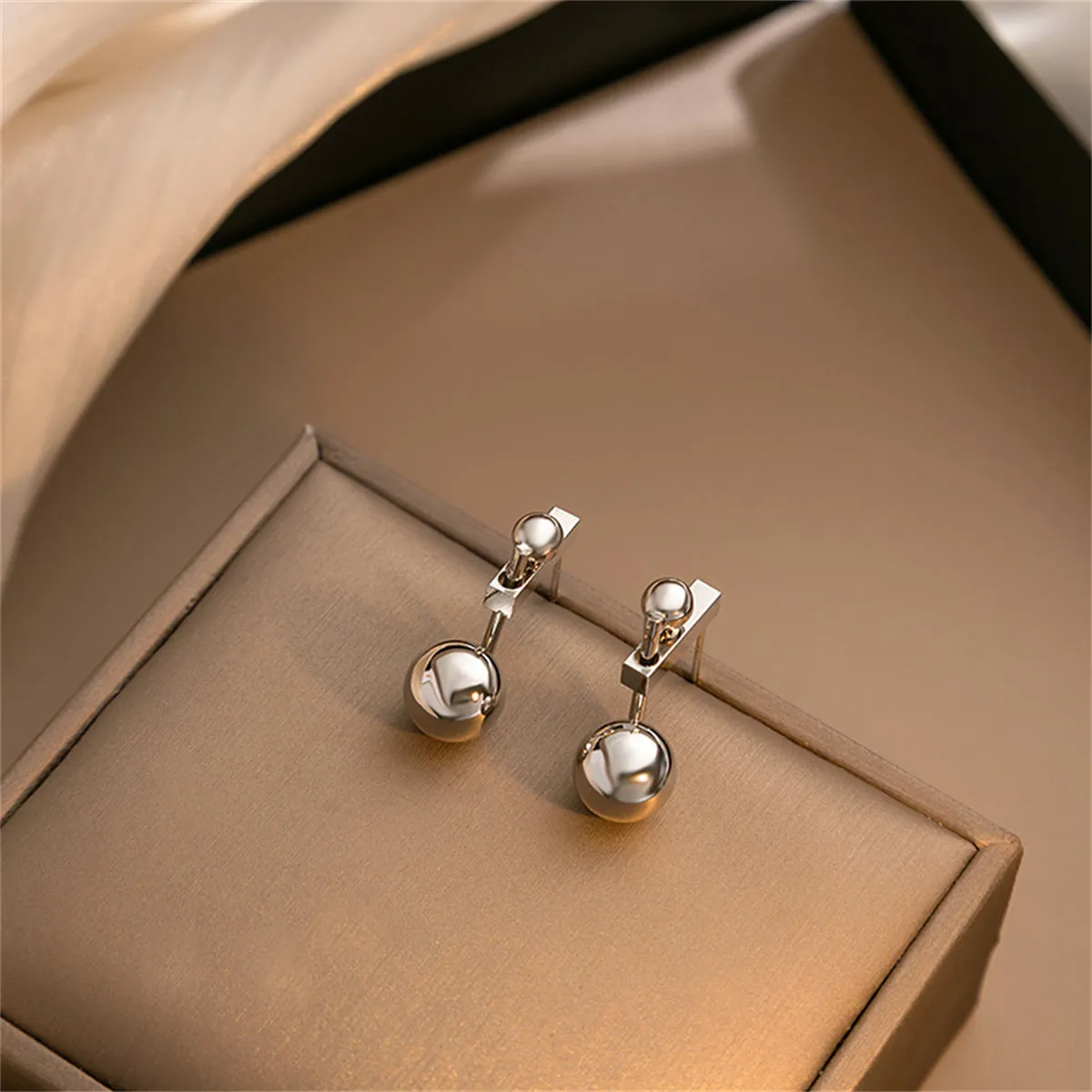 Silver-Plated Ball Drop Earrings