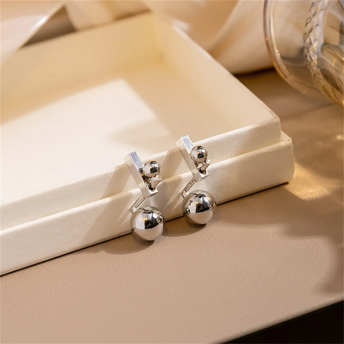Silver-Plated Ball Drop Earrings
