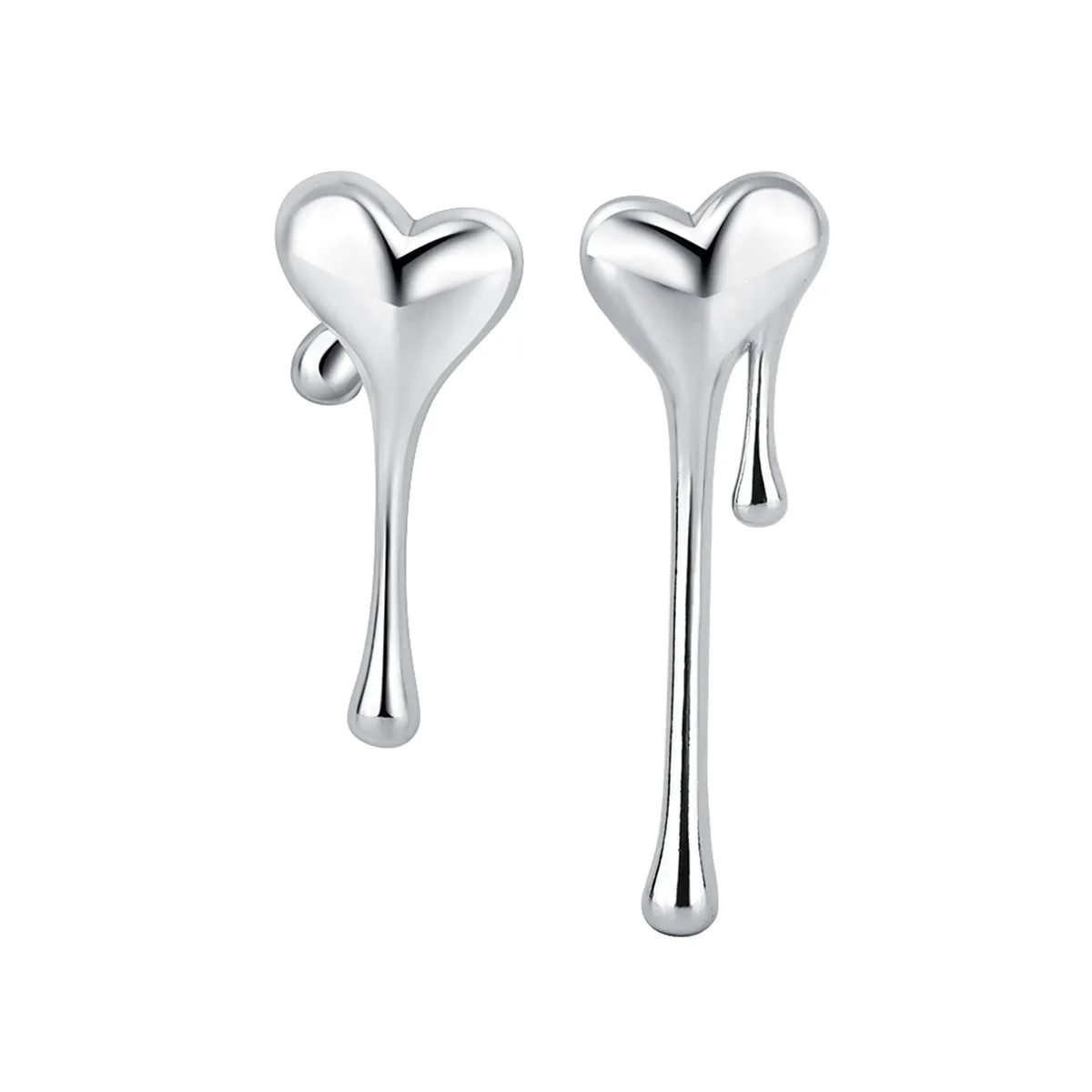Silver-Plated Melting Heart Stud Earring