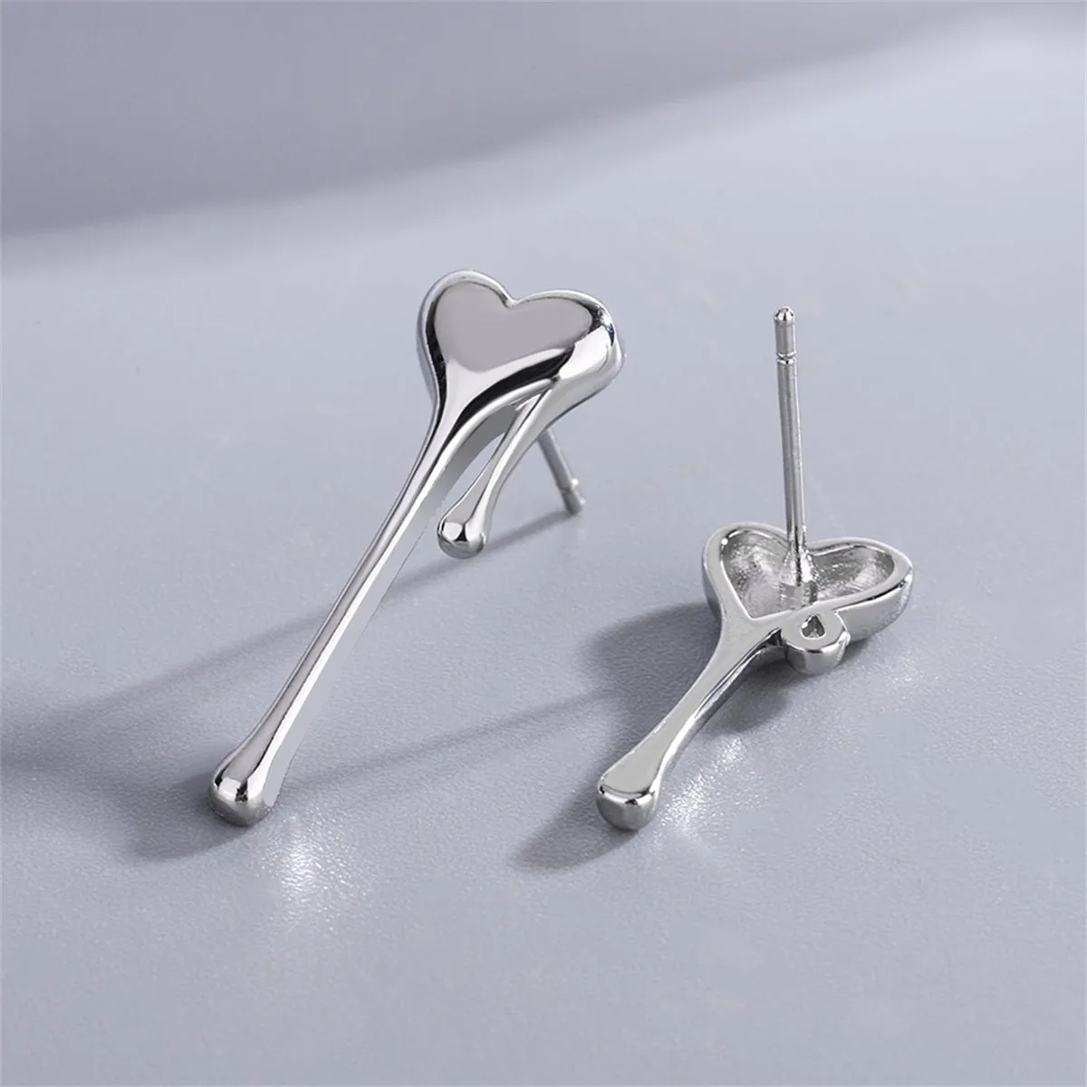 Silver-Plated Melting Heart Stud Earring