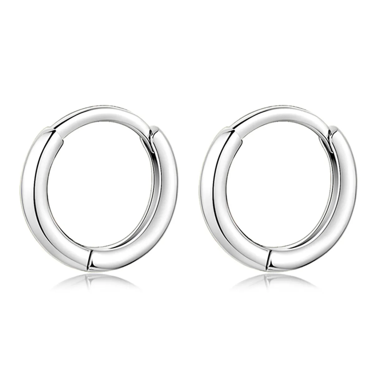 Silver-Plated Ring Huggie Earrings