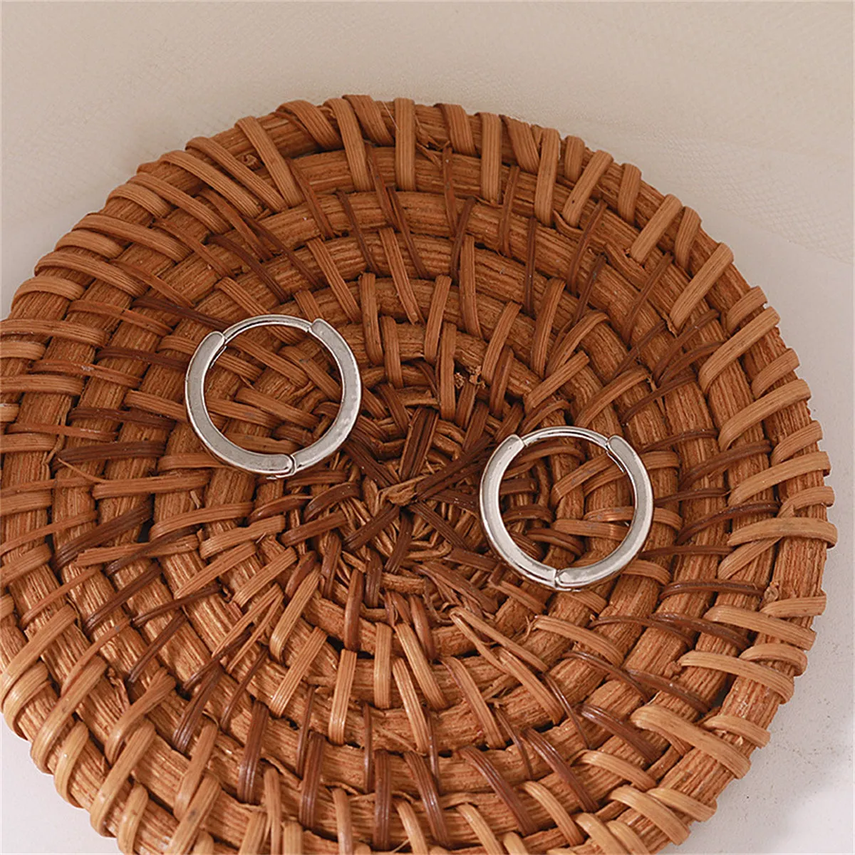 Silver-Plated Ring Huggie Earrings