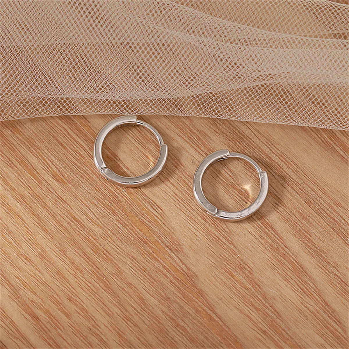 Silver-Plated Ring Huggie Earrings