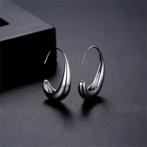 Silver-Plated Smooth Face Huggie Earrings