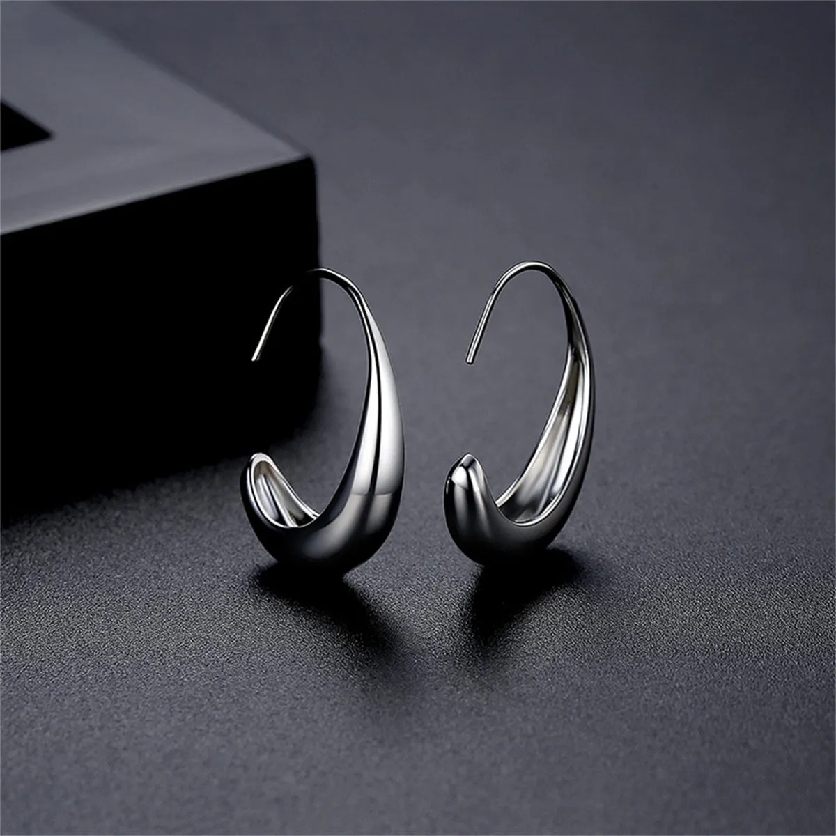 Silver-Plated Smooth Face Huggie Earrings