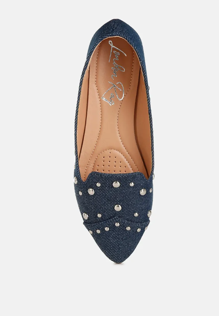 Stud Embellished Ballet Flats By MODE