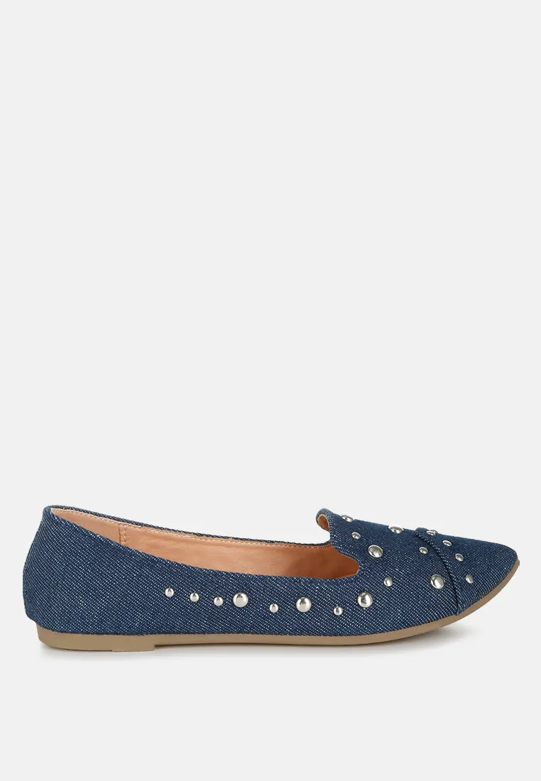 Stud Embellished Ballet Flats By MODE