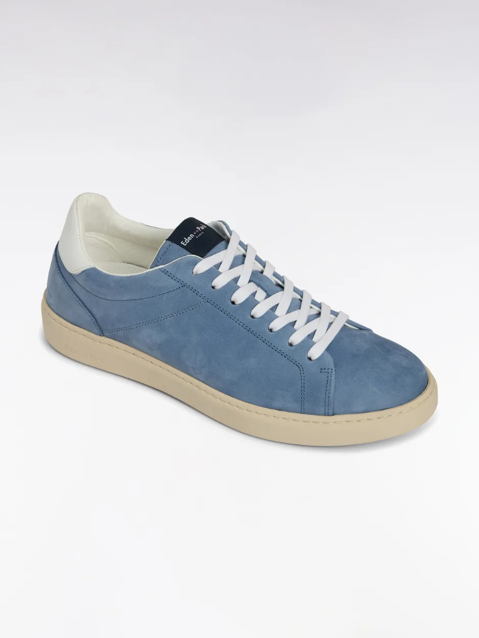 Suede Leather Low Top Sneakers in Blue