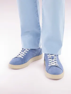 Suede Leather Low Top Sneakers in Blue