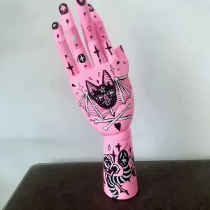 Tattooed Wooden Movable Joint Hand Decor