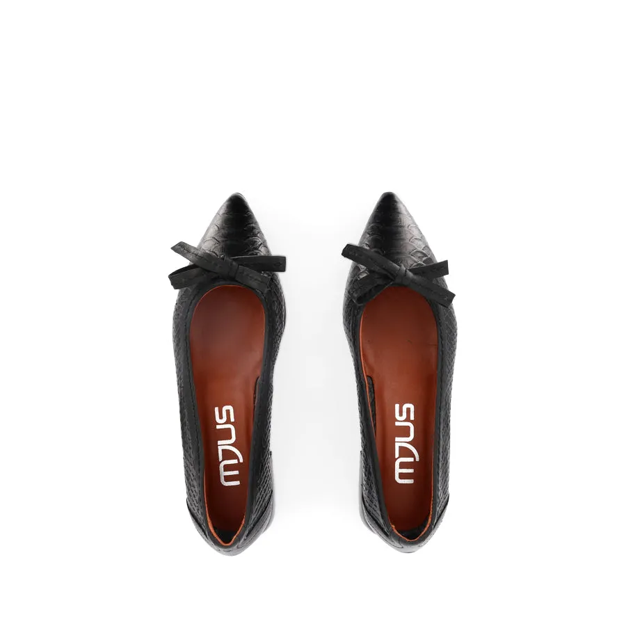 TIANA - BLACK REPTILE EMBOSS LEATHER