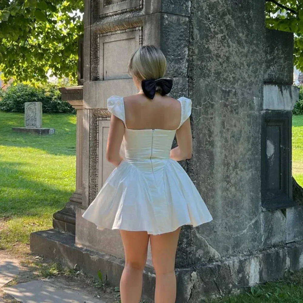 V Neck Cape Sleeve Mini Dress