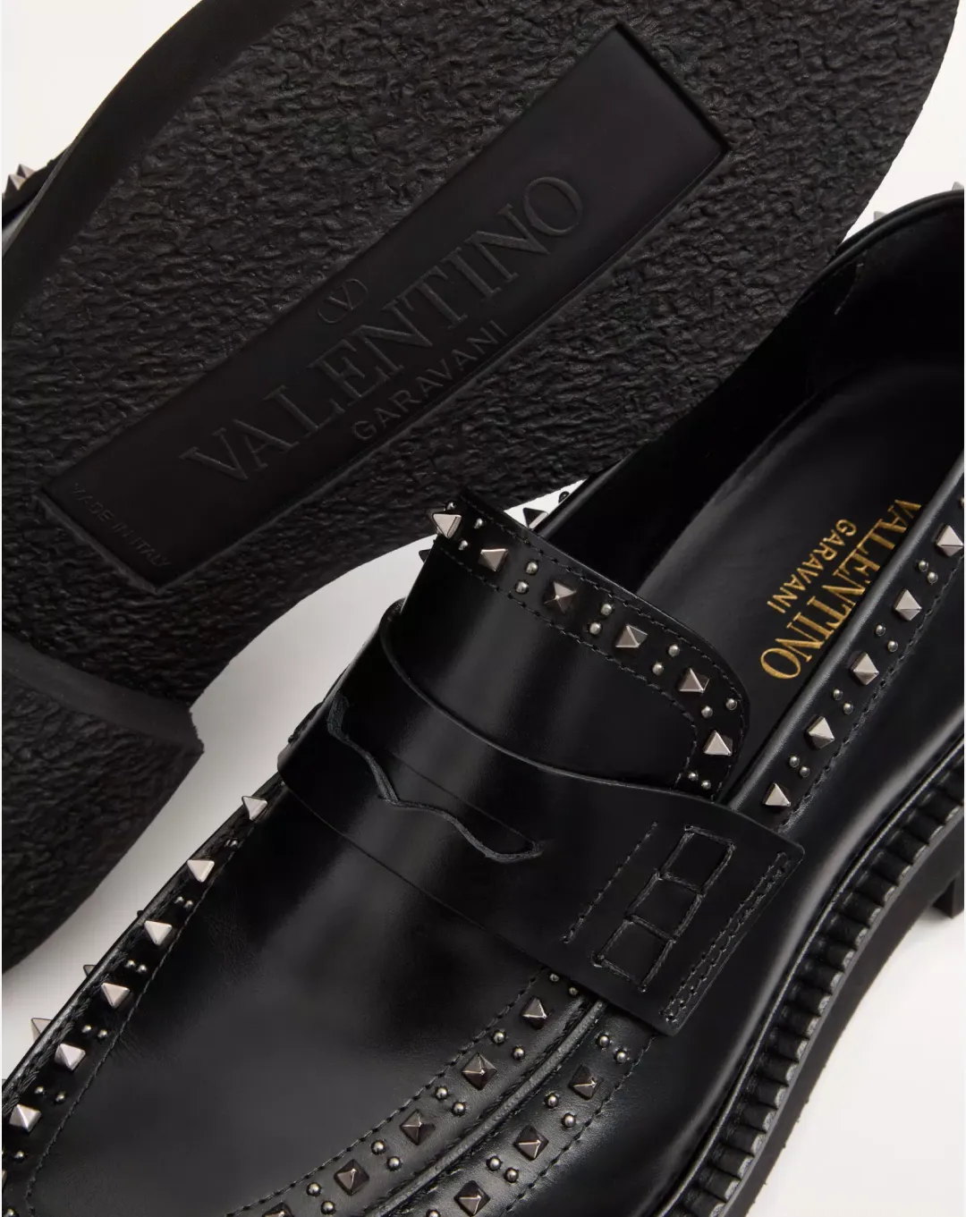 Valentino Garavani Gentleglam Calfskin Loafer Embellished with Mini Studs and Rivets