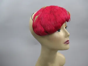 Vintage 50s feather hat 1950s Coral tilt hat