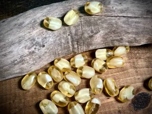 Vintage Austrian Glass—Beige Irregular Oval Glass Bead—18mm x 13mm