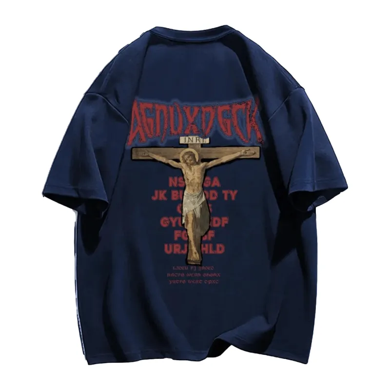 Vintage Bold Jesus Letter Graphic T-shirt