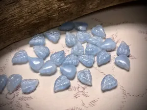 Vintage Czech Glass Leaf Cabochon - 8mm x 6mm - Blue Moonstone
